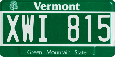 VT license plate XWI815