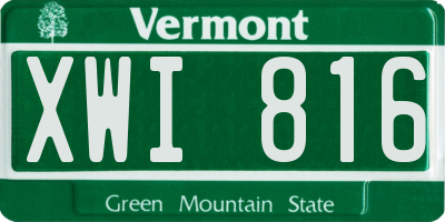 VT license plate XWI816