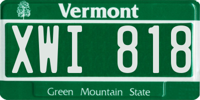 VT license plate XWI818