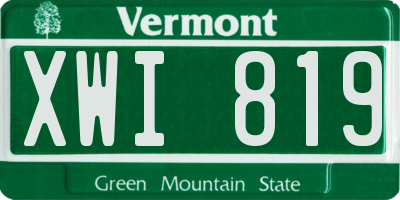 VT license plate XWI819