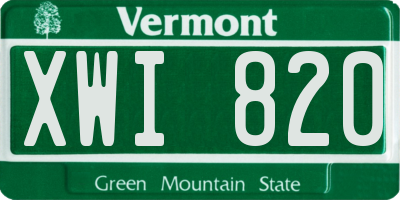 VT license plate XWI820