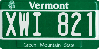VT license plate XWI821