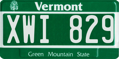 VT license plate XWI829