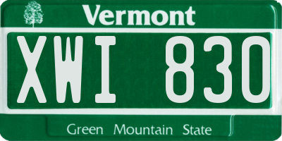 VT license plate XWI830