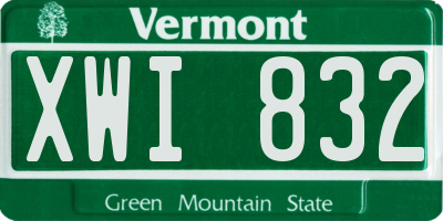 VT license plate XWI832