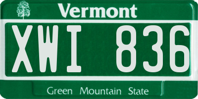 VT license plate XWI836