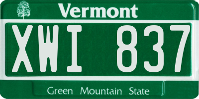 VT license plate XWI837