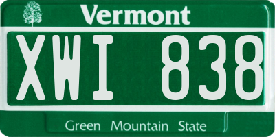 VT license plate XWI838