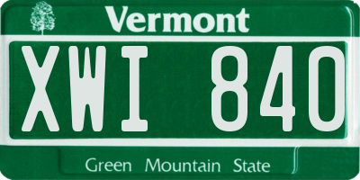 VT license plate XWI840