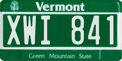 VT license plate XWI841