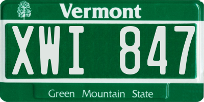 VT license plate XWI847