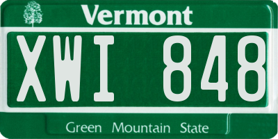 VT license plate XWI848