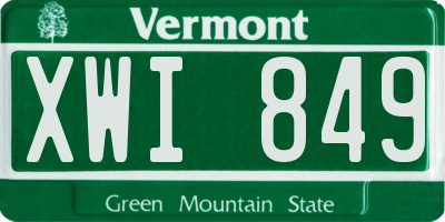 VT license plate XWI849