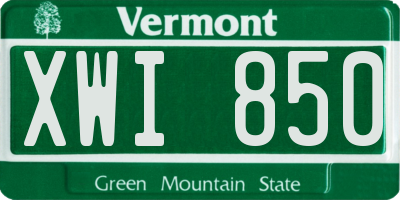 VT license plate XWI850