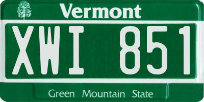 VT license plate XWI851
