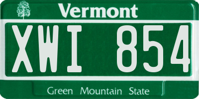 VT license plate XWI854