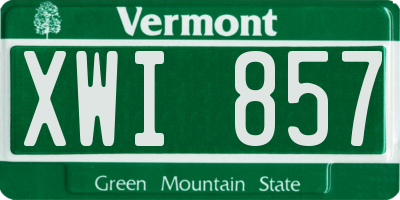 VT license plate XWI857