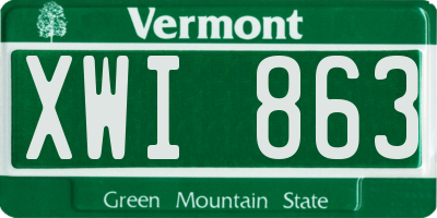 VT license plate XWI863