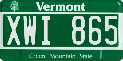 VT license plate XWI865