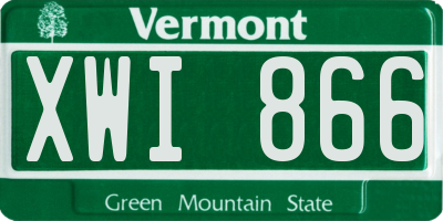 VT license plate XWI866