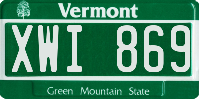 VT license plate XWI869