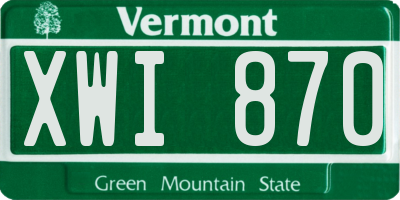 VT license plate XWI870
