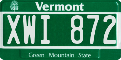 VT license plate XWI872
