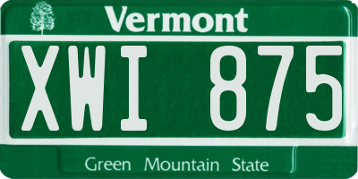 VT license plate XWI875