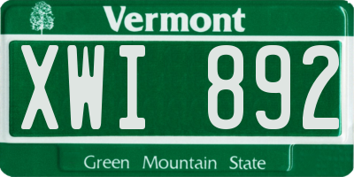 VT license plate XWI892