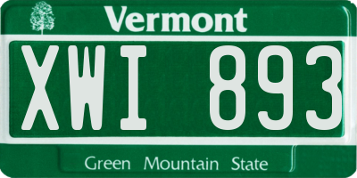 VT license plate XWI893