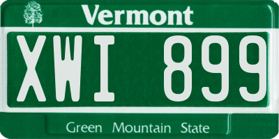 VT license plate XWI899