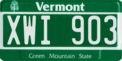 VT license plate XWI903