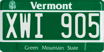 VT license plate XWI905