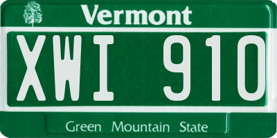 VT license plate XWI910