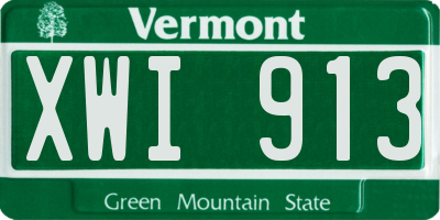VT license plate XWI913
