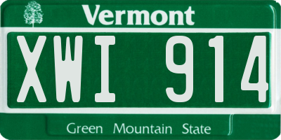 VT license plate XWI914