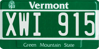 VT license plate XWI915