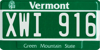 VT license plate XWI916