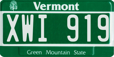 VT license plate XWI919