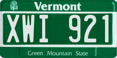 VT license plate XWI921