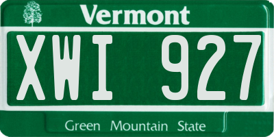VT license plate XWI927