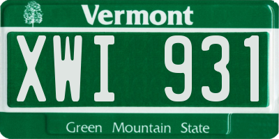 VT license plate XWI931
