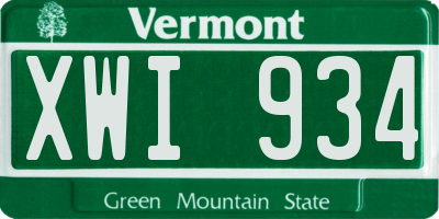 VT license plate XWI934