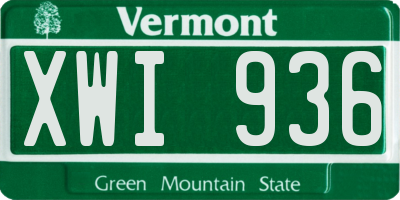 VT license plate XWI936