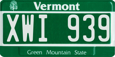 VT license plate XWI939