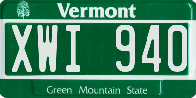 VT license plate XWI940