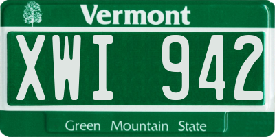 VT license plate XWI942