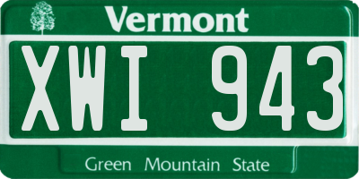 VT license plate XWI943