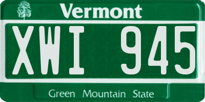 VT license plate XWI945