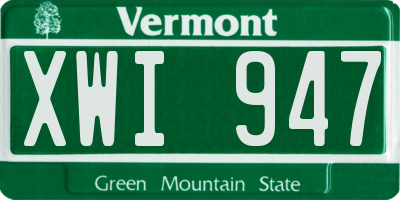 VT license plate XWI947
